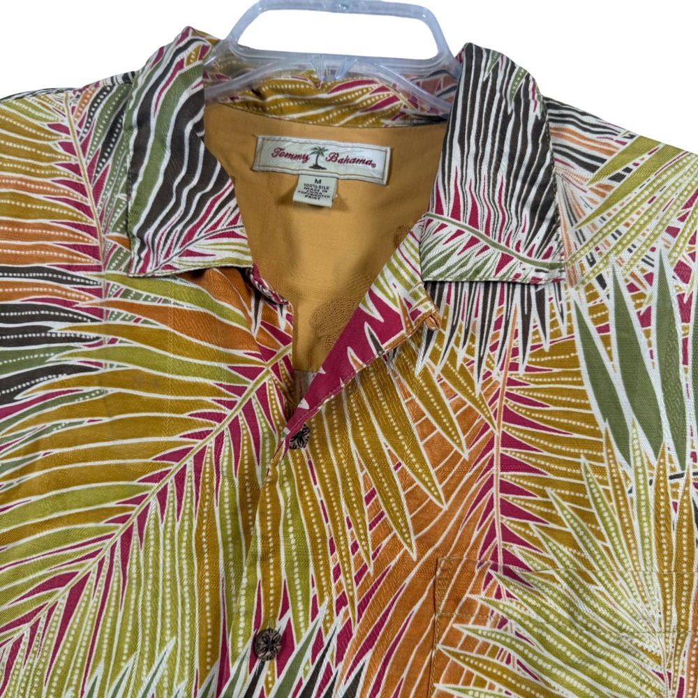Tommy Bahama Silk Button Down Mens Medium Multicolor Palm Leaf Tropical Shirt